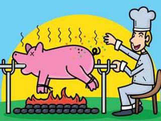 猪烤矢量图