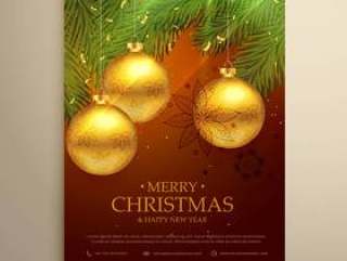 美丽的圣诞快乐圣诞背景设计传单模板