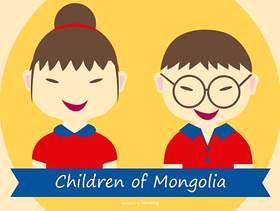 蒙古插图的可爱儿童