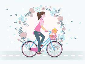骑自行车矢量的女人