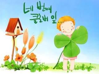 韩国儿童插画psd素材-44