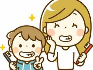 健康的牙齿父母和孩子