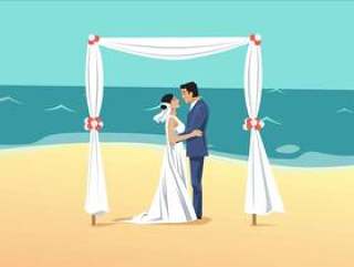 海滩婚礼矢量图