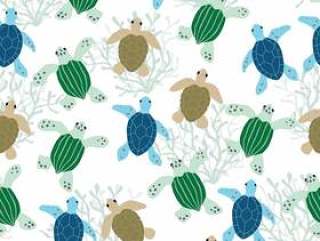 Sea turtles seamless pattern