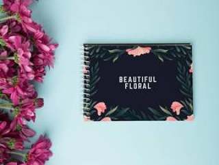 Beautiful spiral notepad mockup