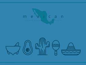 Molcajete墨西哥传统食物和研磨工具。线条艺术简单的设计。