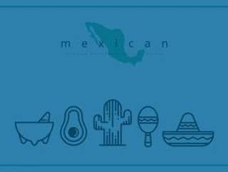 Molcajete墨西哥传统食物和研磨工具。线条艺术简单的设计。