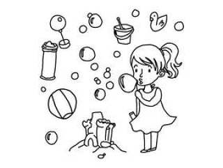 泡沫和玩具涂鸦矢量儿童