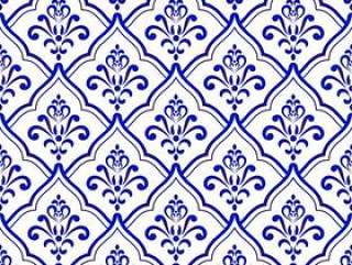 Blue and white royal baroque and damask pattern