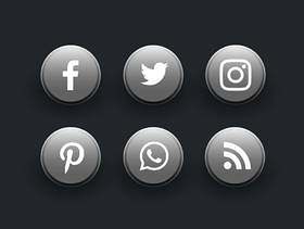 灰色的社交媒体图标包按钮样式