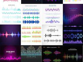 38款音乐声波线条立体声音波形均衡器曲线音量显示背景AI矢量设计素材