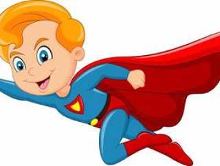 Cartoon superhero boy isolated on white background
