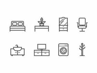 家具和家居装饰设置图标