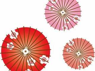 梅花图案红色的伞