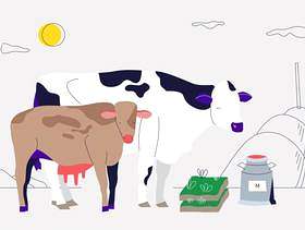 从牛农场矢量图的新鲜牛奶