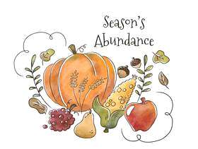 水彩健康的秋季水果和蔬菜飘着叶子和装饰品落季节
