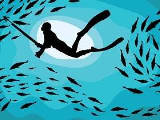 鱼叉鱼矢量背景