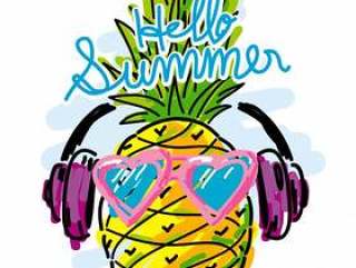 菠萝与耳机你好夏天