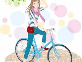 女子_骑自行车