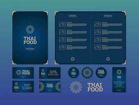 泰国食物菜单餐馆模板向量