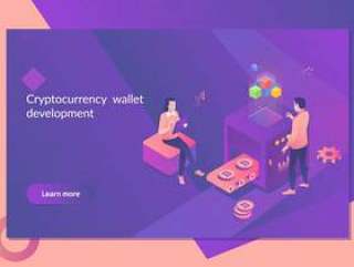 Cryptocurrency and blockchain isometric concept