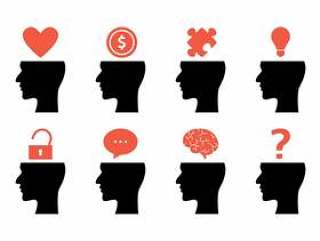 打开头脑剪影图标