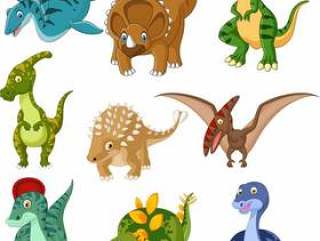 Cartoon dinosaurs collection set