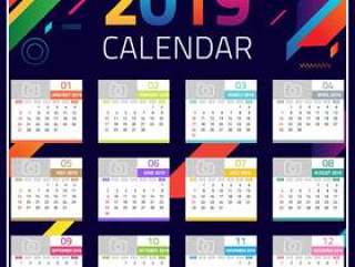 2019 Calendar design template