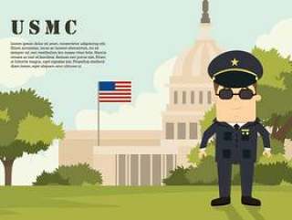 在国会大厦 矢量的USMC卡通人物