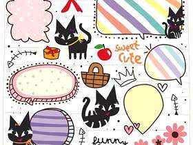 可爱的黑色小猫涂鸦
