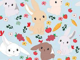可爱的卡通兔子兔子无缝模式