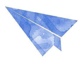 纸飞机蓝色水彩