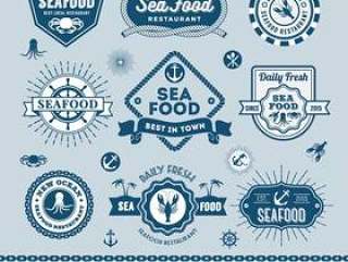 海鲜餐厅标志横幅设计一套