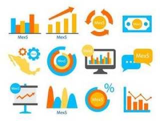  的墨西哥比索图表元素图标矢量
