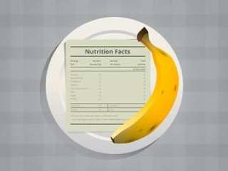 香蕉信息图表模板的营养成分，在盘子里提供