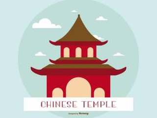 中国寺庙/神社的平插图