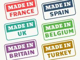 在法国，西班牙，英国，比利时，英国和土耳其邮票设置