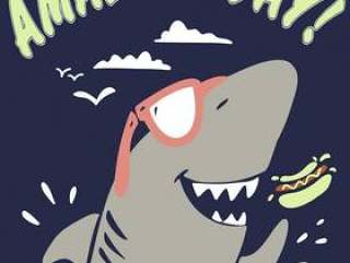 Hand drawn shark vector for t shirt printing
