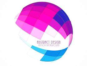 粉红色和蓝色3d球体用马赛克形状