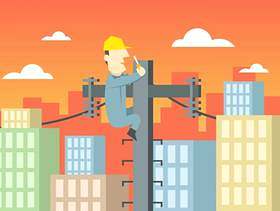 Lineman市风景例证传染媒介
