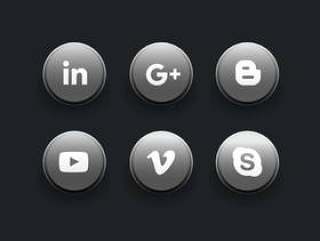 按钮式社交媒体图标包装在灰色阴影中