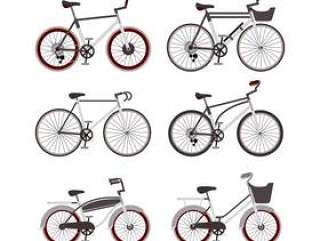 Bicycle styles set isolated icon design