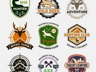 徽章的狩猎和冒险徽章设计一套