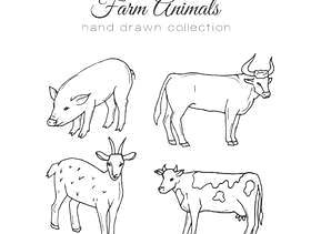 农业的插图。矢量农场元素。手绘农场动物。