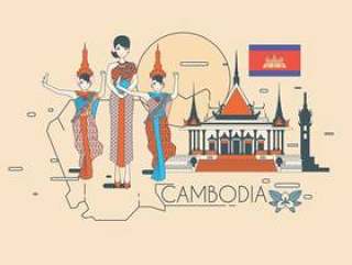 美丽的柬埔寨矢量