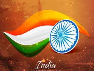旧纸印度国旗矢量设计插画
