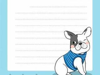 逗人喜爱的法国牛头犬传染媒介纸笔记