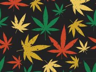 大麻无缝复古图案。