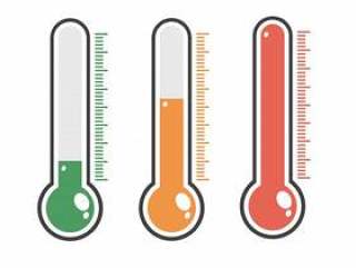 红色温度计与不同级别的插图。