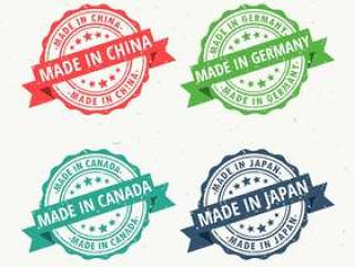 中国制造，德国，加拿大和日本橡皮图章